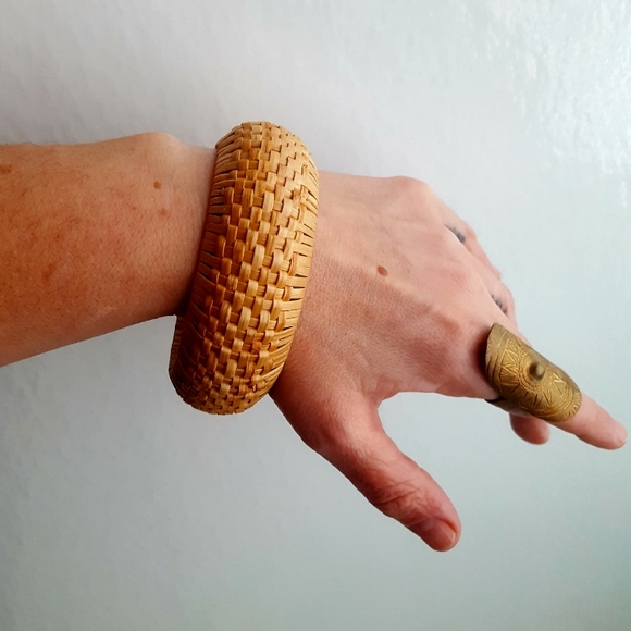 🌙Vtg Rattan Bangle Bracelet - Picture 6 of 10